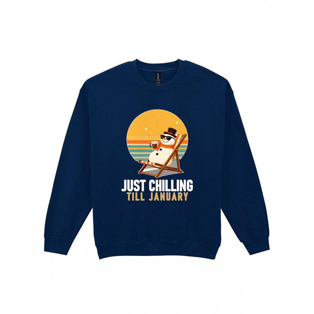 Chill Out Snowman Funny Christmas Jumper & T-Shirt Sweatshirt in Navy