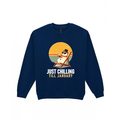 Chill Out Snowman Funny Christmas Jumper & T-Shirt Sweatshirt in Navy