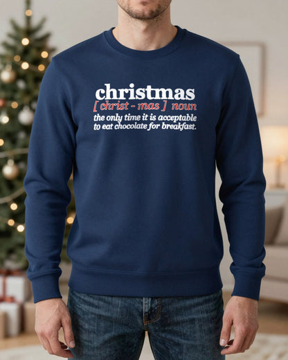 Chocolate For Breakfast Christmas Definition Funny Christmas Jumper & T-Shirt worn