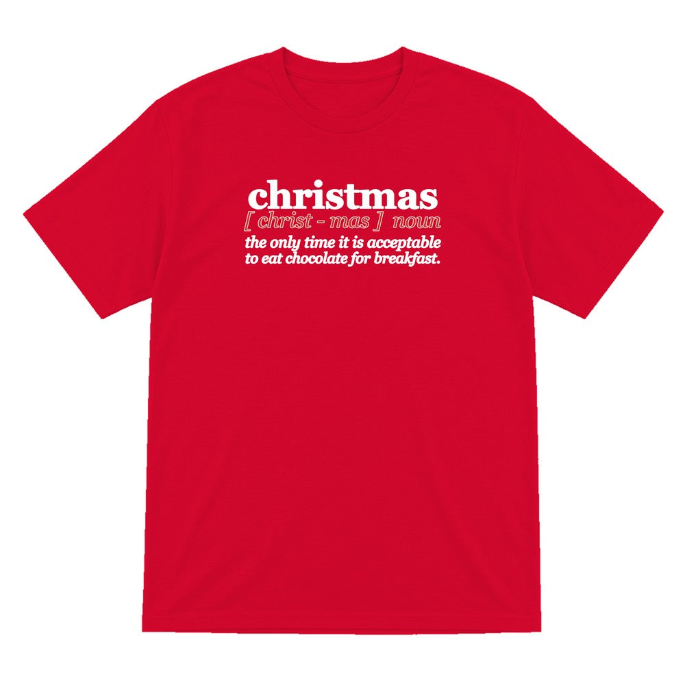 Chocolate For Breakfast Christmas Definition Funny Christmas Jumper & T-Shirt T-Shirt in Red