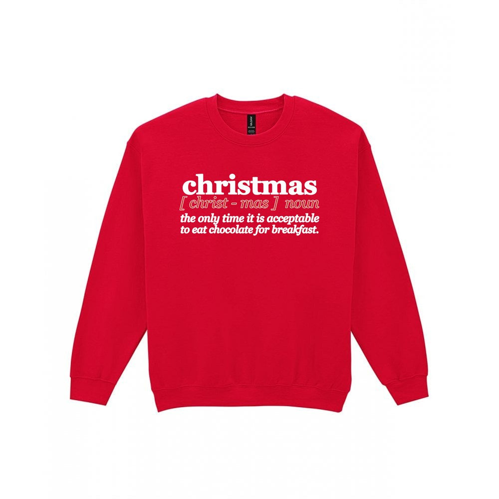 Chocolate For Breakfast Christmas Definition Funny Christmas Jumper & T-Shirt Sweatshirt in Red