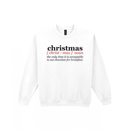 Chocolate For Breakfast Christmas Definition Funny Christmas Jumper & T-Shirt Sweatshirt in White