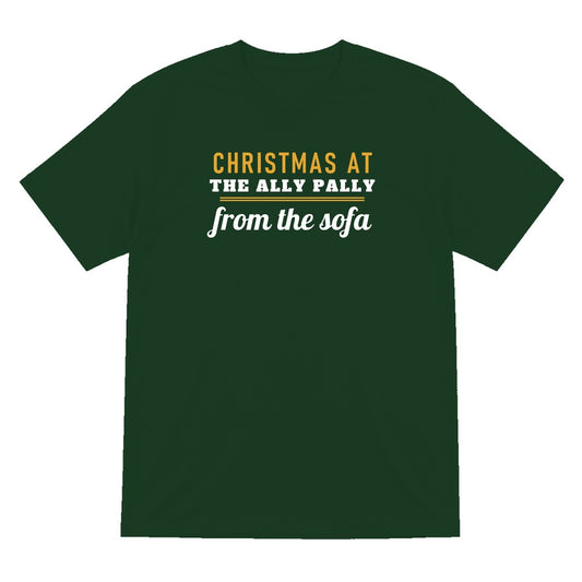 Christmas At The Ally Pally From The Sofa Funny Darts Christmas Jumper & T-Shirt T-Shirt in Forest Green