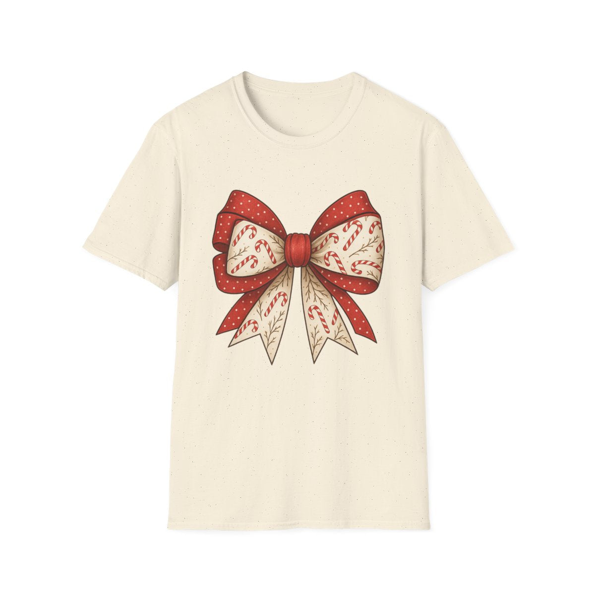 Christmas Candy Canes Bow T-Shirt - funny t-shirt by Cheeky Business