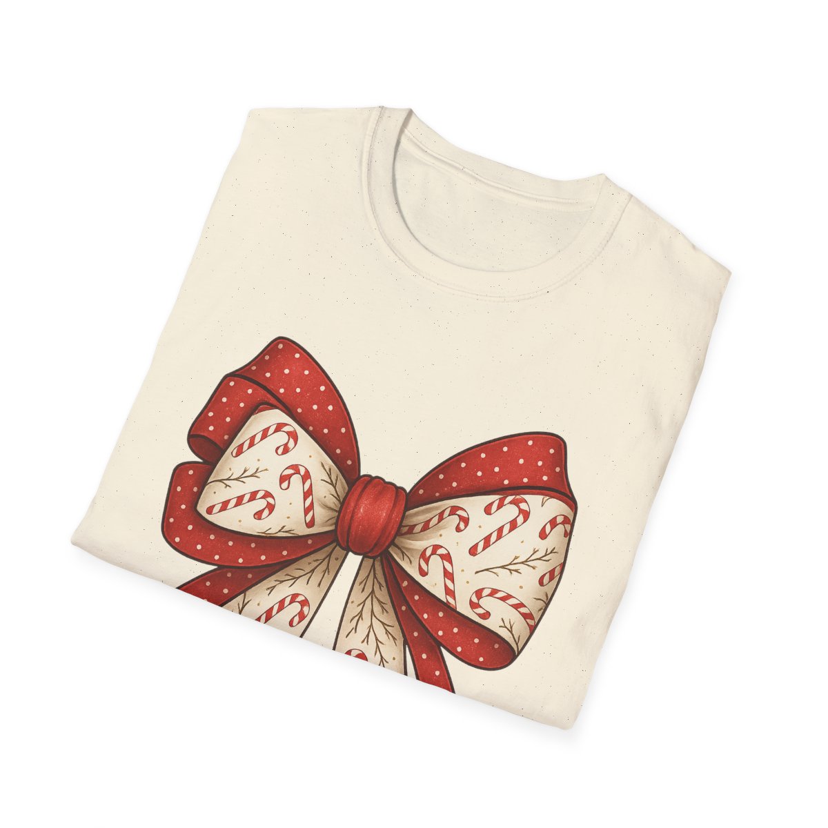 Christmas Candy Canes Bow T-Shirt - funny t-shirt by Cheeky Business