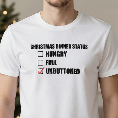 Christmas Dinner Status Unbuttoned Funny Christmas Jumper & T-Shirt close-up