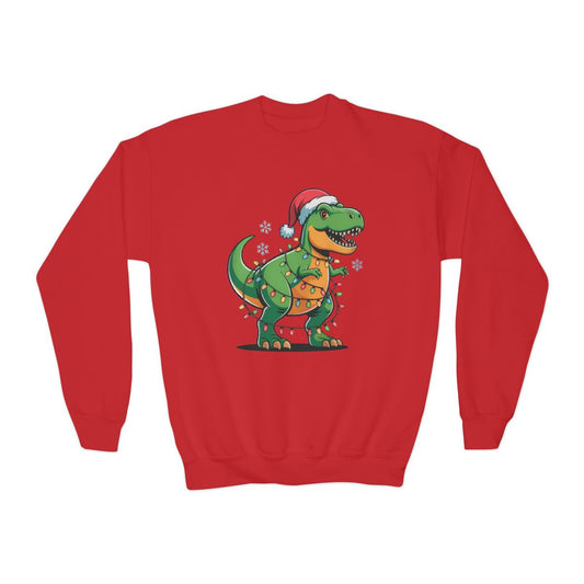 Christmas Dino Lights Youth Sweatshirt - funny t-shirt by Cheeky Business