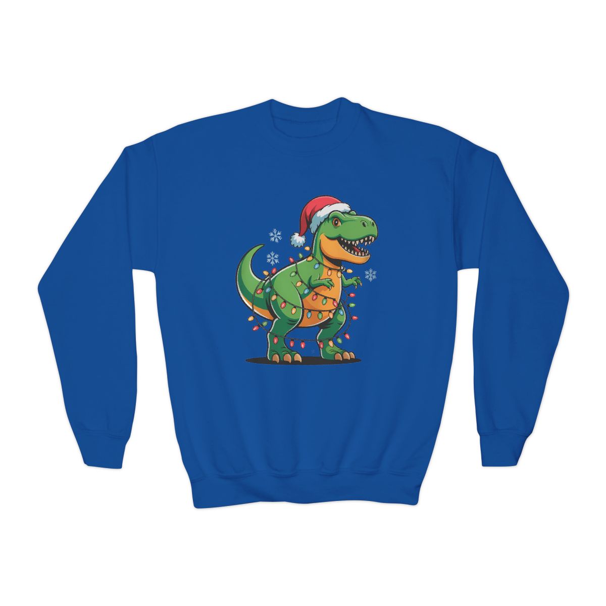 Christmas Dino Lights Youth Sweatshirt - funny t-shirt by Cheeky Business