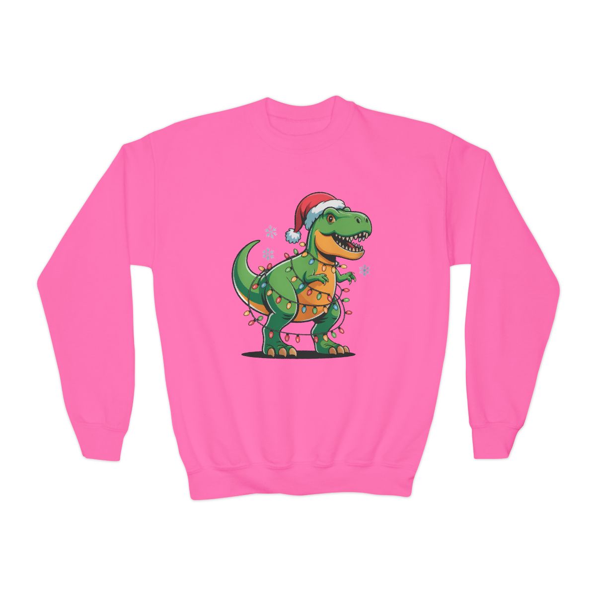 Christmas Dino Lights Youth Sweatshirt - funny t-shirt by Cheeky Business