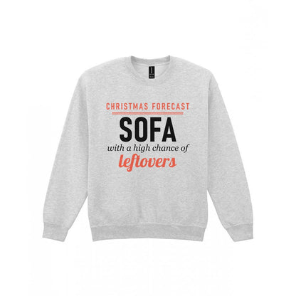 Christmas Forecast Sofa With A High Chance Of Leftovers Funny Christmas Jumper & T-Shirt Sweatshirt in Sport Grey