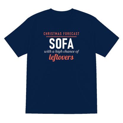 Christmas Forecast Sofa With A High Chance Of Leftovers Funny Christmas Jumper & T-Shirt T-Shirt in Navy