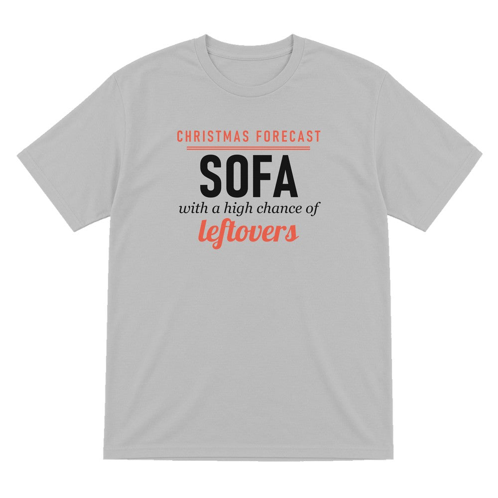 Christmas Forecast Sofa With A High Chance Of Leftovers Funny Christmas Jumper & T-Shirt T-Shirt in Sport Grey