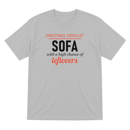 Christmas Forecast Sofa With A High Chance Of Leftovers Funny Christmas Jumper & T-Shirt T-Shirt in Sport Grey