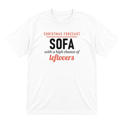 Christmas Forecast Sofa With A High Chance Of Leftovers Funny Christmas Jumper & T-Shirt T-Shirt in White