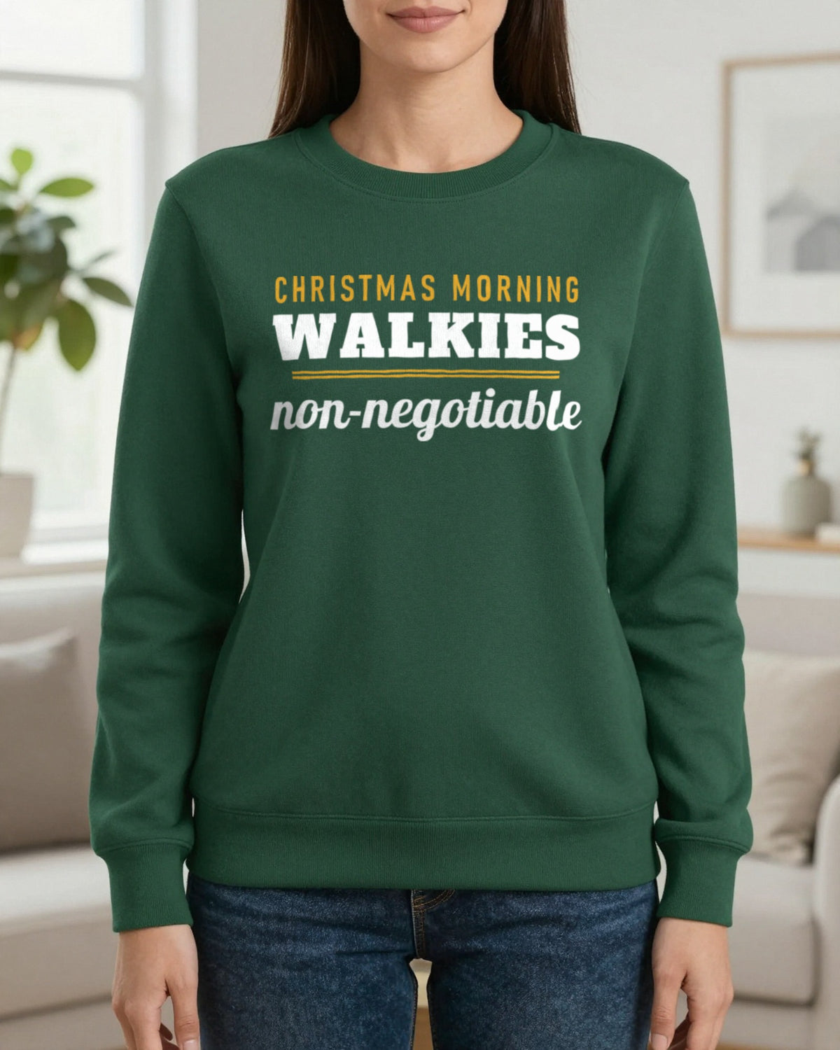 Christmas Morning Walkies Non Negotiable Funny Dog Christmas Jumper & T-Shirt worn