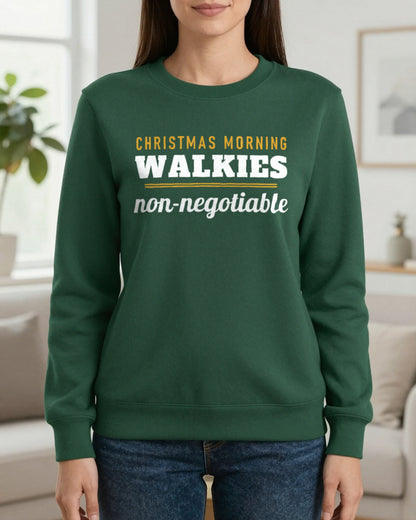 Christmas Morning Walkies Non Negotiable Funny Dog Christmas Jumper & T-Shirt worn