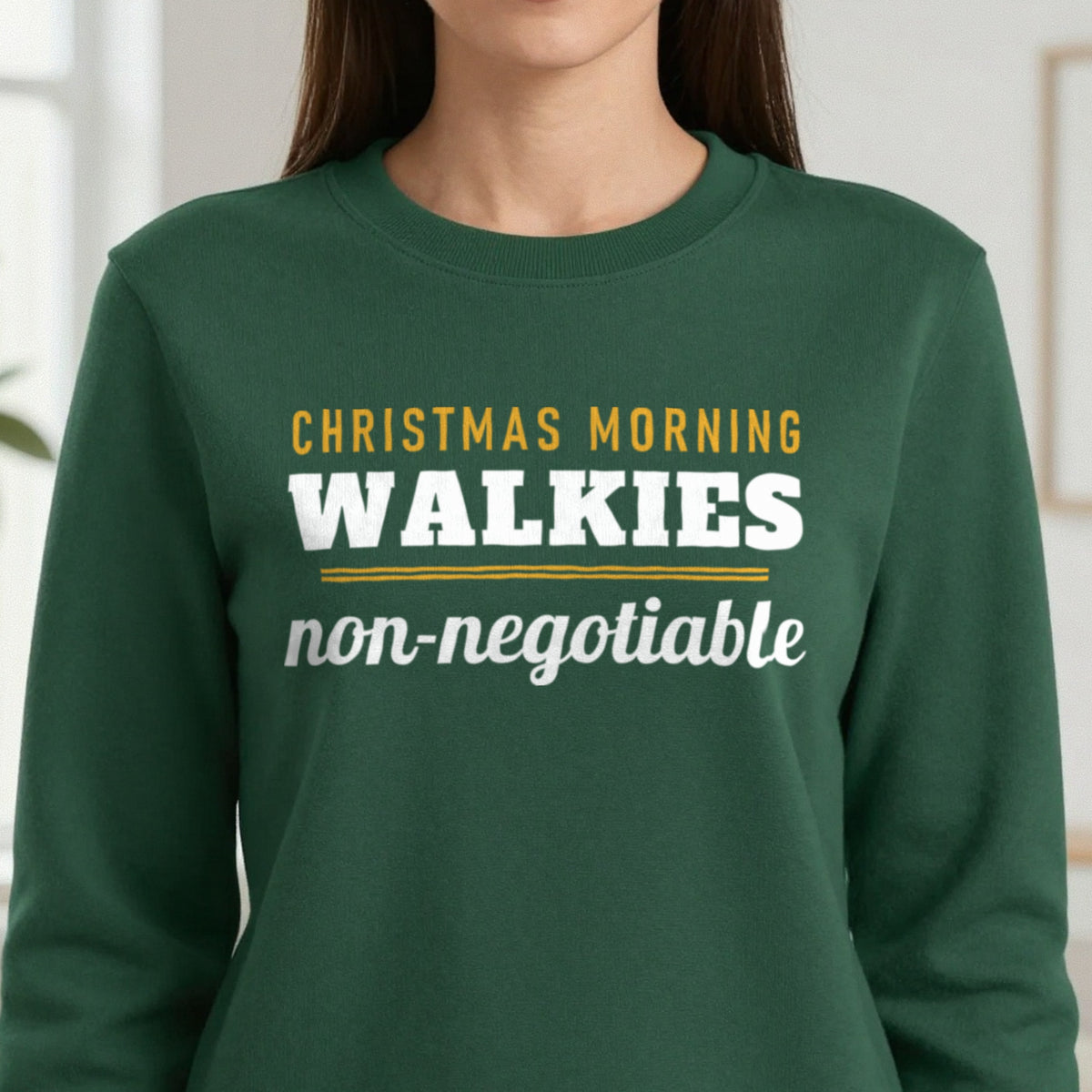Christmas Morning Walkies Non Negotiable Funny Dog Christmas Jumper & T-Shirt close-up