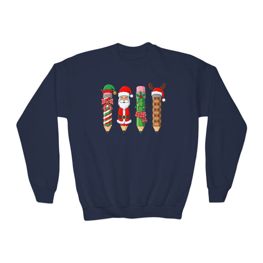 Christmas Pencil Crew Youth Sweatshirt - funny t-shirt by Cheeky Business