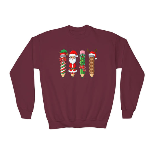 Christmas Pencil Crew Youth Sweatshirt - funny t-shirt by Cheeky Business