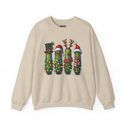sand sweatshirt with Christmas pickle friends funny festive design