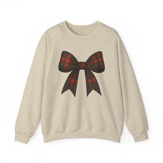 Christmas Tartan Bow Sweatshirt - funny sweatshirt by Cheeky Business