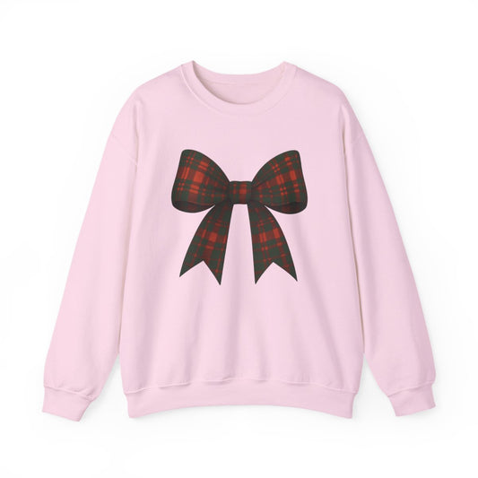 Christmas Tartan Bow Sweatshirt - funny sweatshirt by Cheeky Business