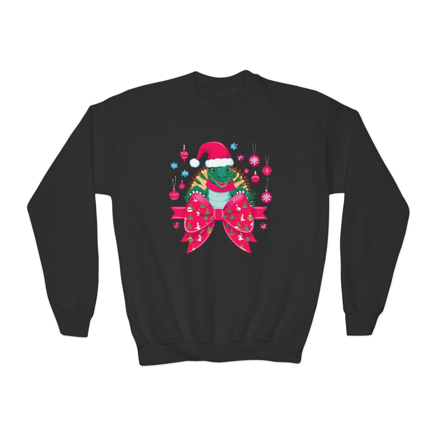 black youth sweatshirt with cute turtle in christmas bow holiday design