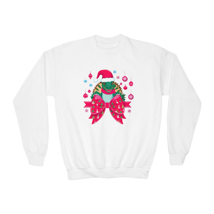 Christmas Turtle Bow Youth Sweatshirt - funny t-shirt by Cheeky Business