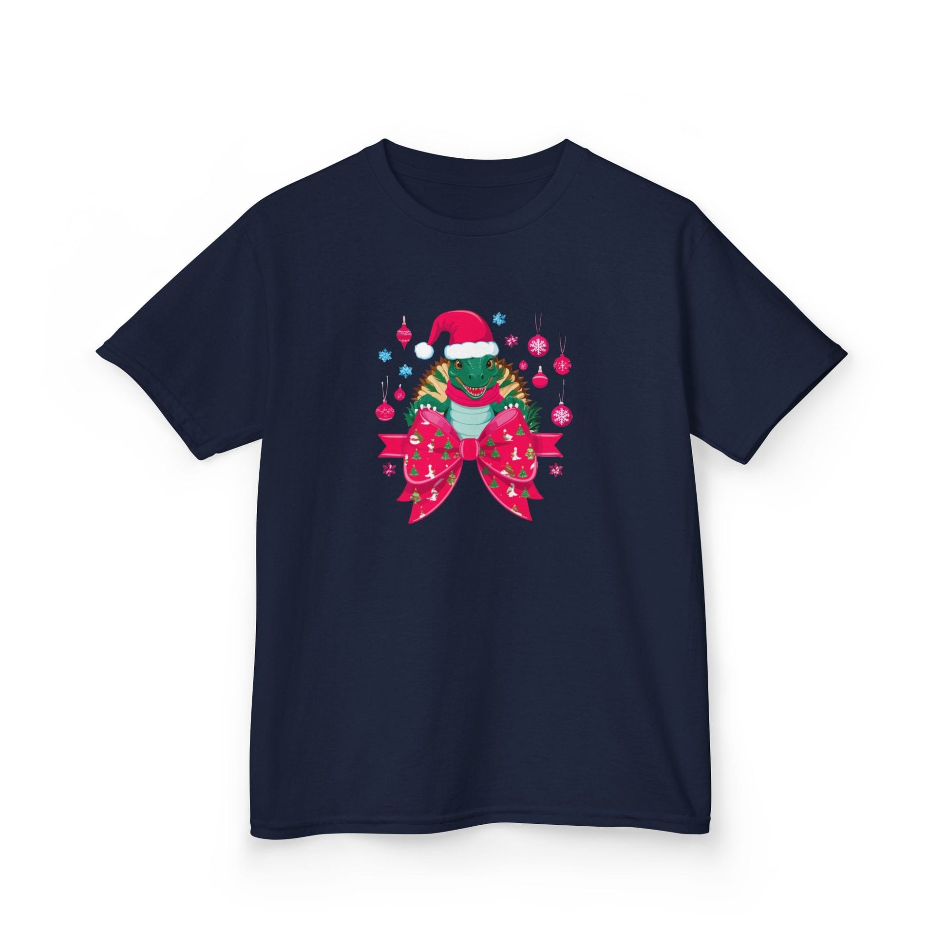 navy kids t-shirt with christmas turtle graphic design for kids