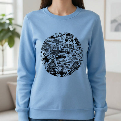Christmas Vacation Quotes Collage T-Shirt & Sweatshirt in Carolina Blue, worn, our photo