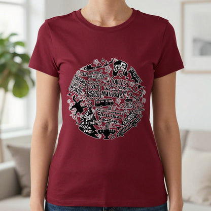 Christmas Vacation Quotes Collage T-Shirt & Sweatshirt in Cherry Red, worn, our photo