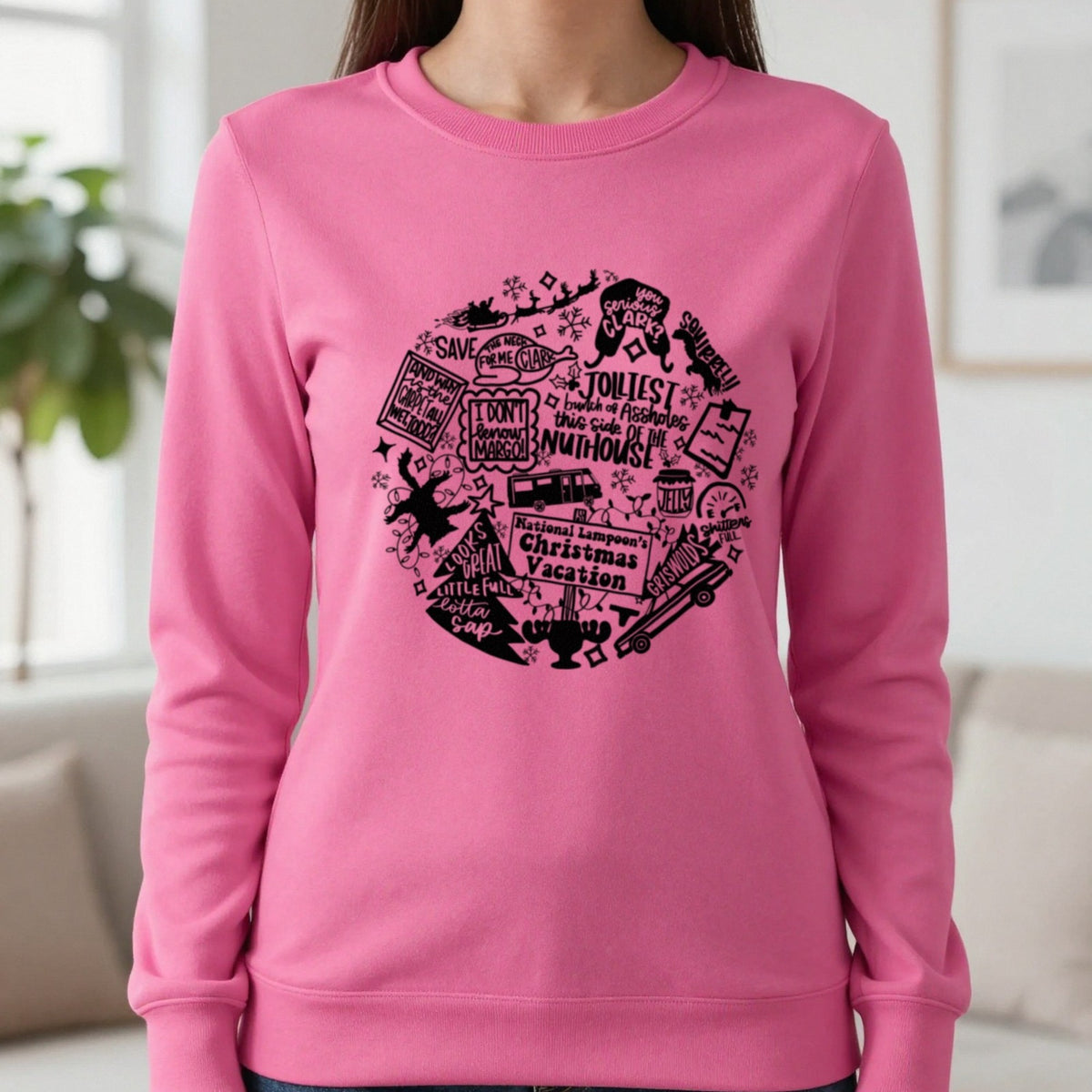 Christmas Vacation Quotes Collage T-Shirt & Sweatshirt in Heliconia, worn, our photo
