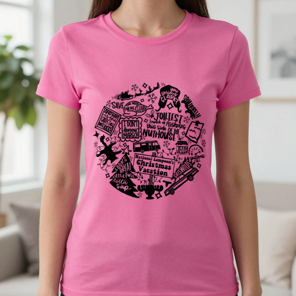 Christmas Vacation Quotes Collage T-Shirt & Sweatshirt in Heliconia, worn, our photo