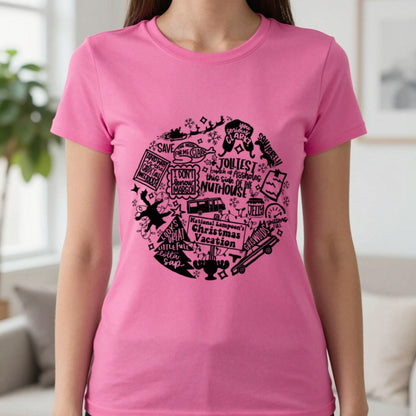 Christmas Vacation Quotes Collage T-Shirt & Sweatshirt in Heliconia, worn, our photo