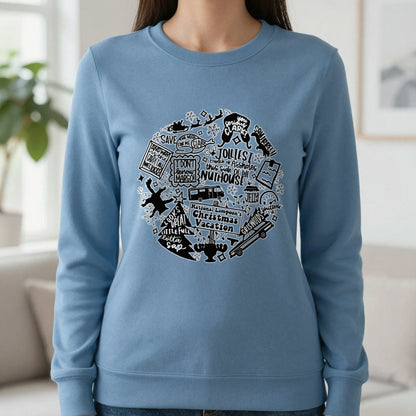 Christmas Vacation Quotes Collage T-Shirt & Sweatshirt in Indigo Blue, worn, our photo