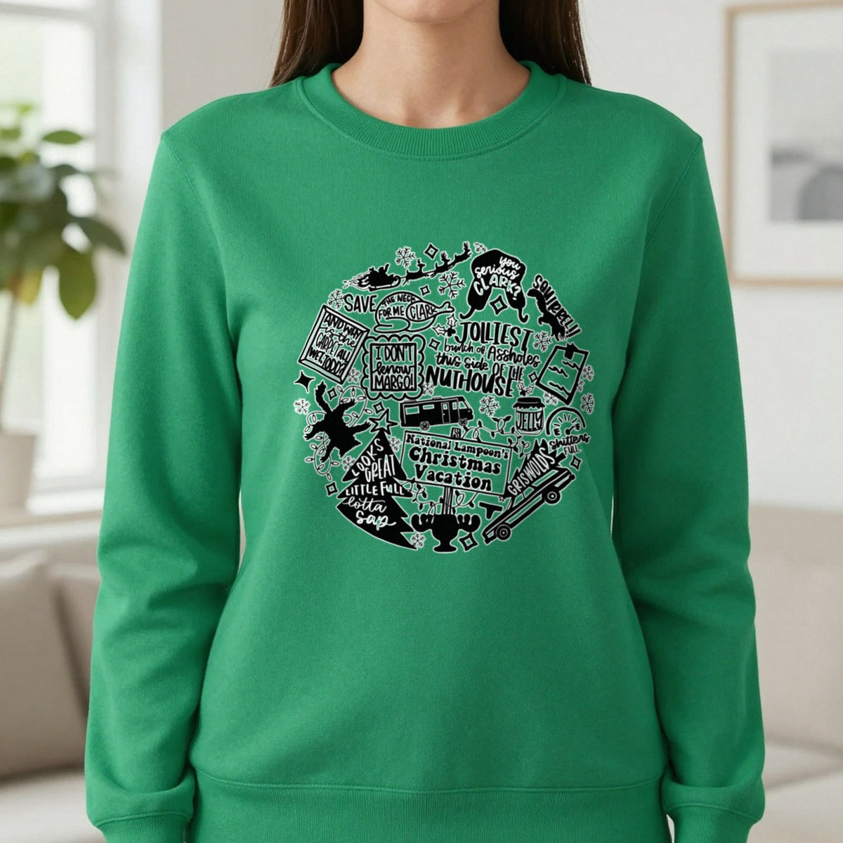 Christmas Vacation Quotes Collage T-Shirt & Sweatshirt in Irish Green, worn, our photo