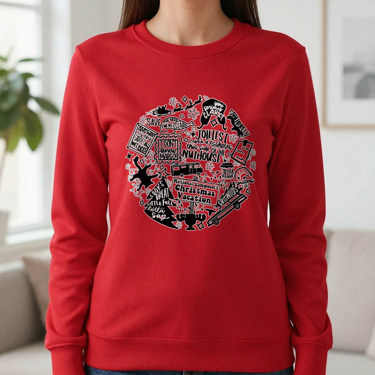 Christmas Vacation Quotes Collage T-Shirt & Sweatshirt in Red, worn, our photo