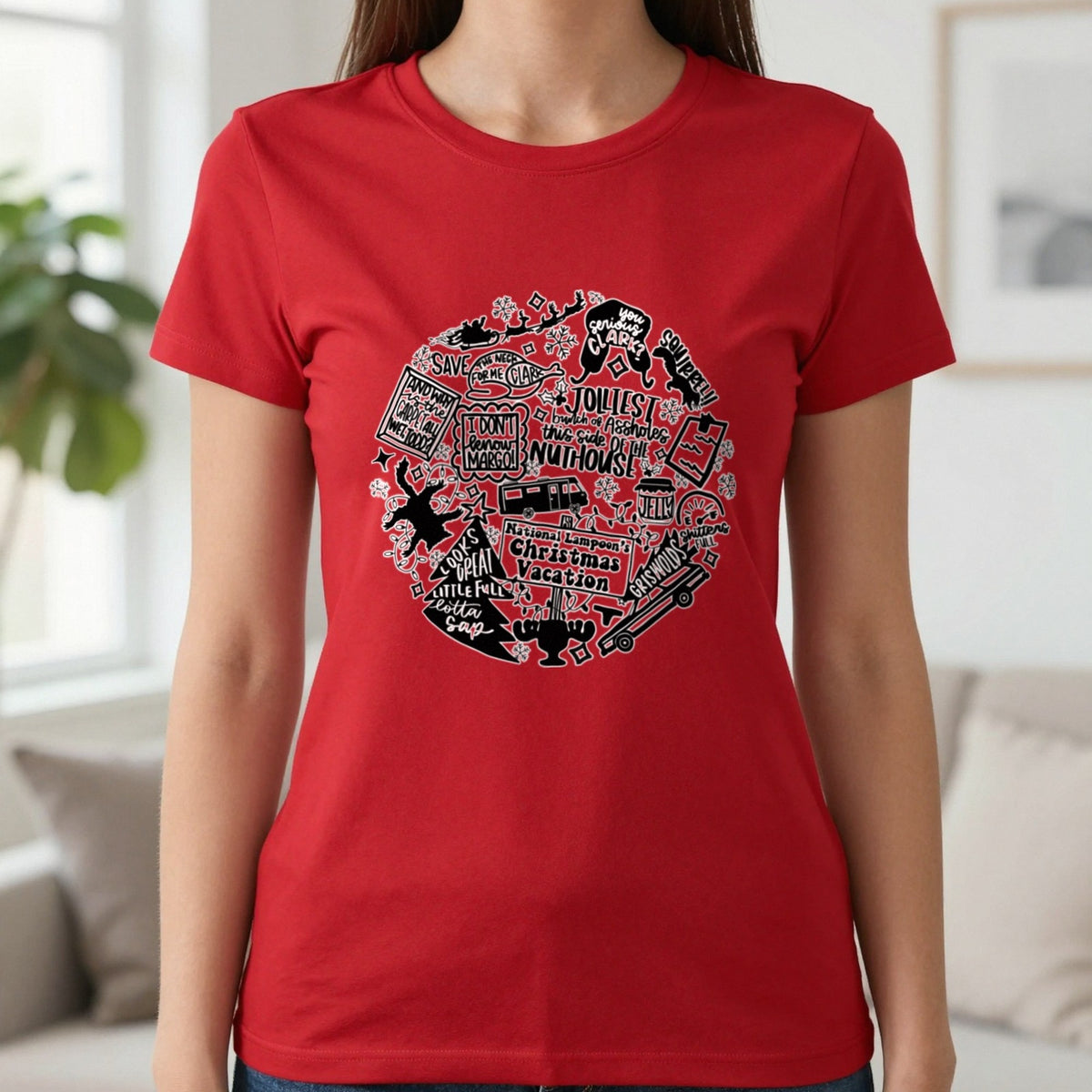 Christmas Vacation Quotes Collage T-Shirt & Sweatshirt in Red, worn, our photo