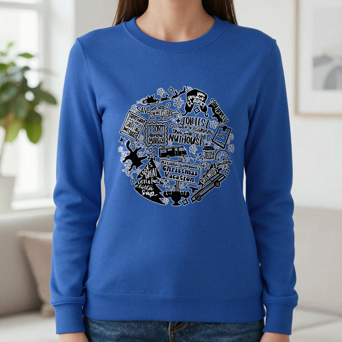 Christmas Vacation Quotes Collage T-Shirt & Sweatshirt in Royal, worn, our photo