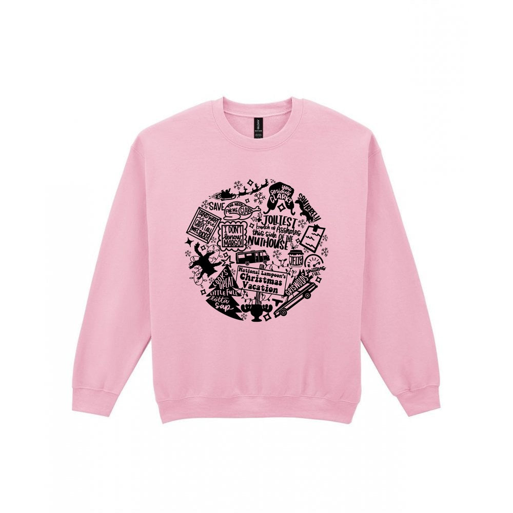 Christmas Vacation Quotes Collage T-Shirt & Sweatshirt Sweatshirt in Light Pink