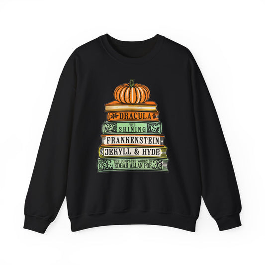 Classic Horror Books Halloween Sweatshirt - funny sweatshirt by Cheeky Business