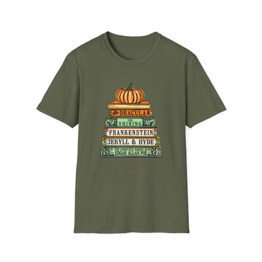 Classic Horror Books Halloween T-Shirt - funny t-shirt by Cheeky Business