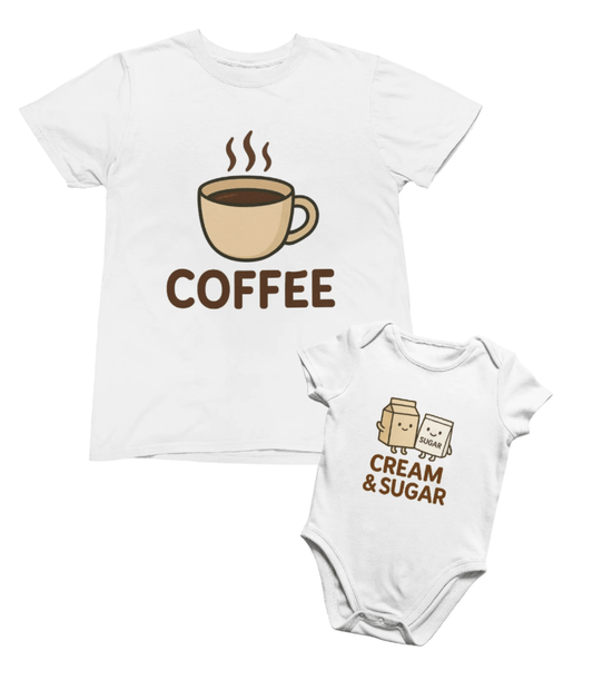 Coffee & Cream and Sugar Matching T-Shirt Set matching outfit set product image 1 from Beast and Beauty