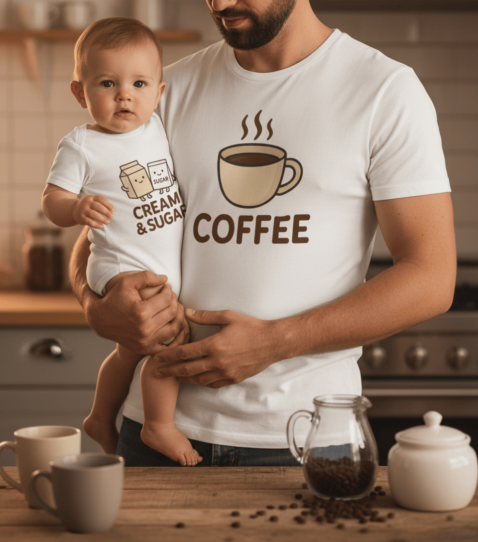 Coffee & Cream and Sugar Matching T-Shirt Set matching outfit set product image 4 from Beast and Beauty