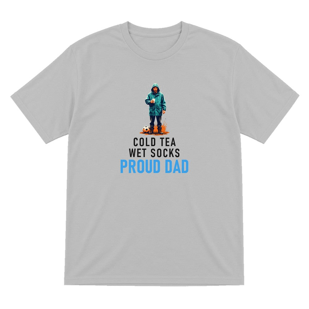 Cold Tea Wet Socks Proud Dad Funny Football Dad T-Shirt & Sweatshirt T-Shirt in Sport Grey