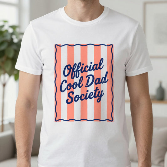 Cool Dad Society T-Shirt in White, worn, our photo