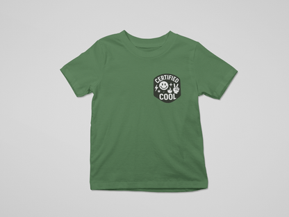white kids t-shirt with certified cool slogan design for children