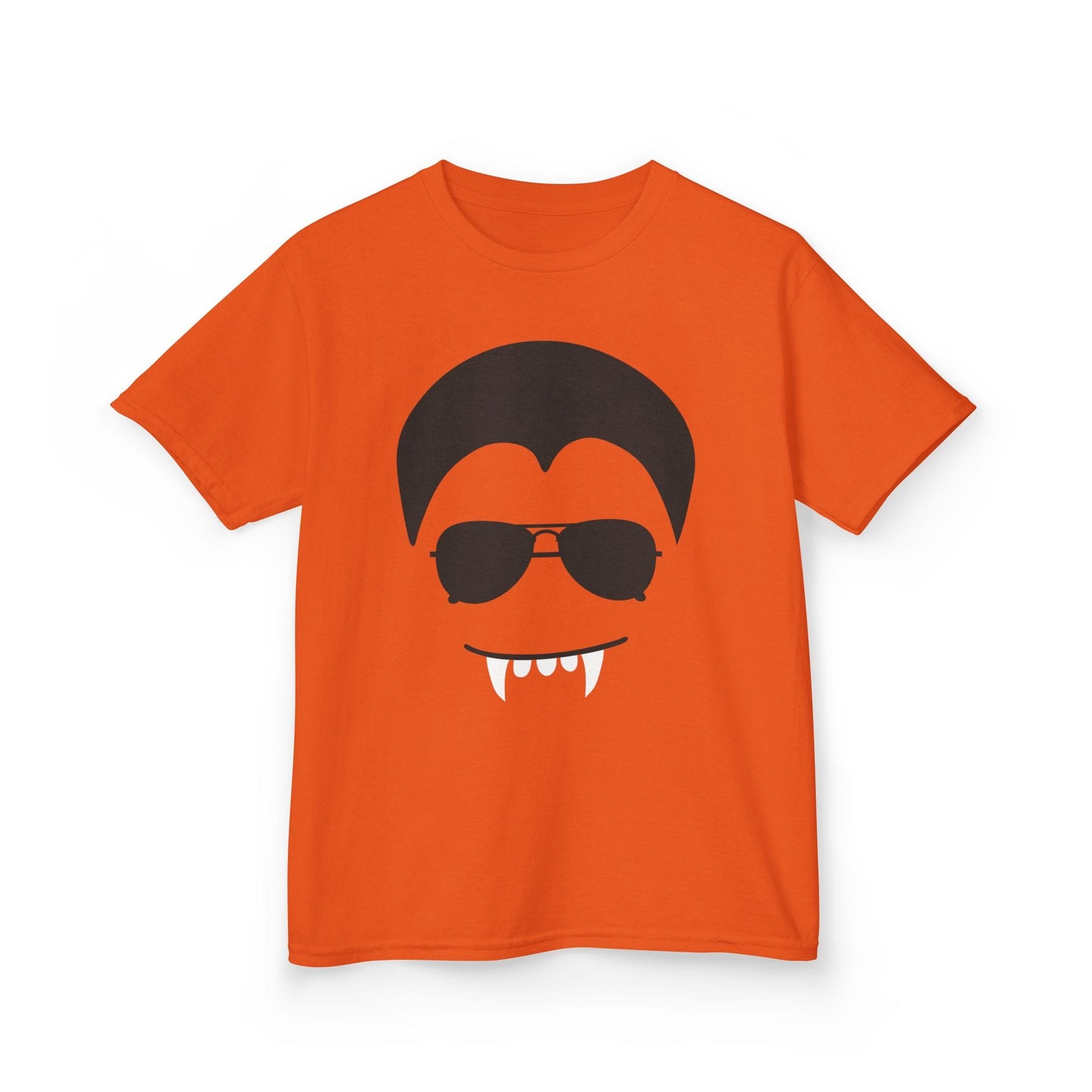 heliconia pink kids t-shirt with cool vampire face spooky season graphic