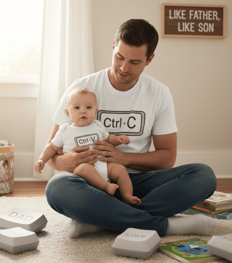 Copy & Paste Matching Dad and Baby Set - Ctrl+C Ctrl+V Shirt & Onesie matching outfit set product image 5 from Beast and Beauty