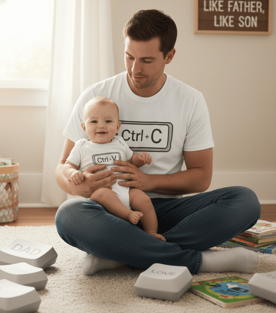 Copy & Paste Matching Dad and Baby Set - Ctrl+C Ctrl+V Shirt & Onesie matching outfit set product image 2 from Beast and Beauty